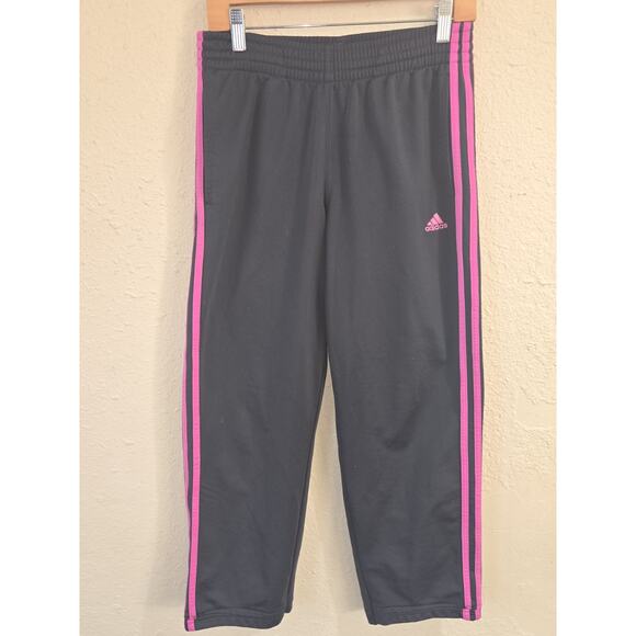 Adidas Athleisure Elastic Waist Mesh Lined Crop Capri Pants, Black Pink, Size S - Picture 1 of 9